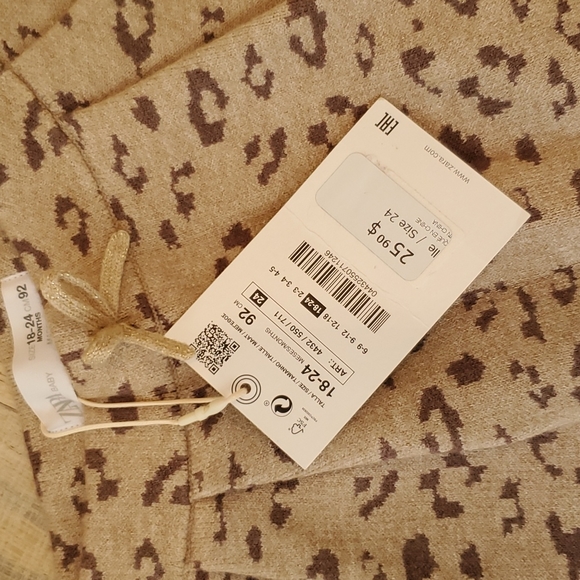 NWT Zara Knit Leopard Print Pants - Picture 2 of 3